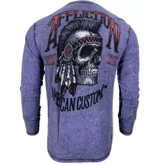 AFFLICTION Men's T-Shirt L/S AC IROQUOIS Tee - Picture 2 of 12